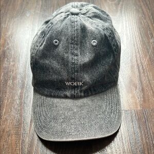 H&M Unisex “Work” Black Washed Baseball Cap OS